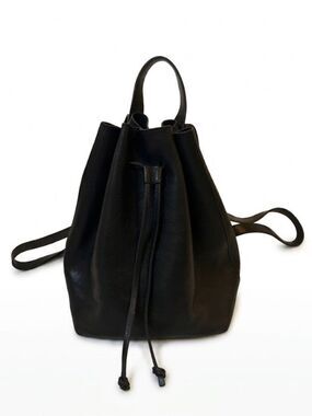 Madewell Somerset Backpack True Black Leather Drawstring EUC